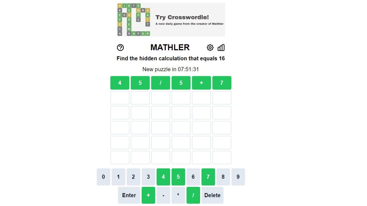 Today’s Mathler Answer (July 25, 2026)