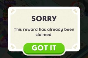 Rewards link not working in Monopoly Go